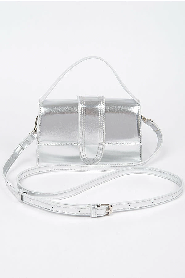 Head Over Heels: Bundle And Shoetique Metalic Flap Satchel- Silver
