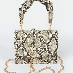 Head Over Heels: Bundle And Shoetique Scrunch Handle Satchel- Brown Snake Accessories