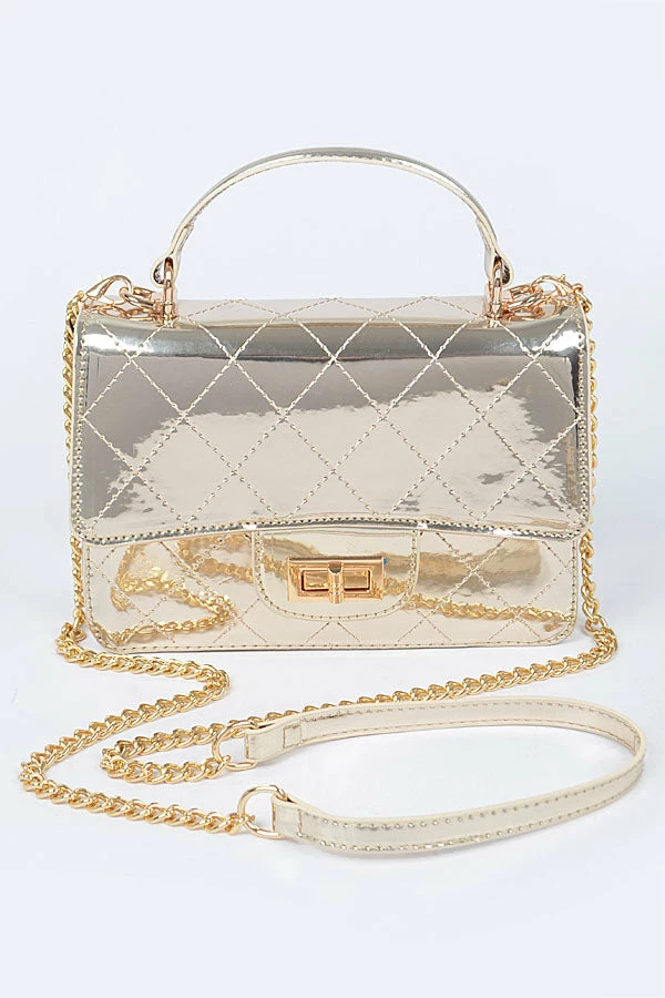 Head Over Heels: Bundle And Shoetique Mirror Sathchel- Gold