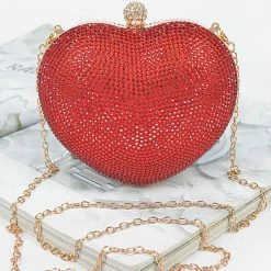 Head Over Heels: All In One Boutique Crystal Heart Satchel- Red