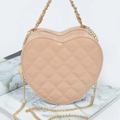 Head Over Heels: All In One Boutique Accessories Quilt Heart Bag- Nude