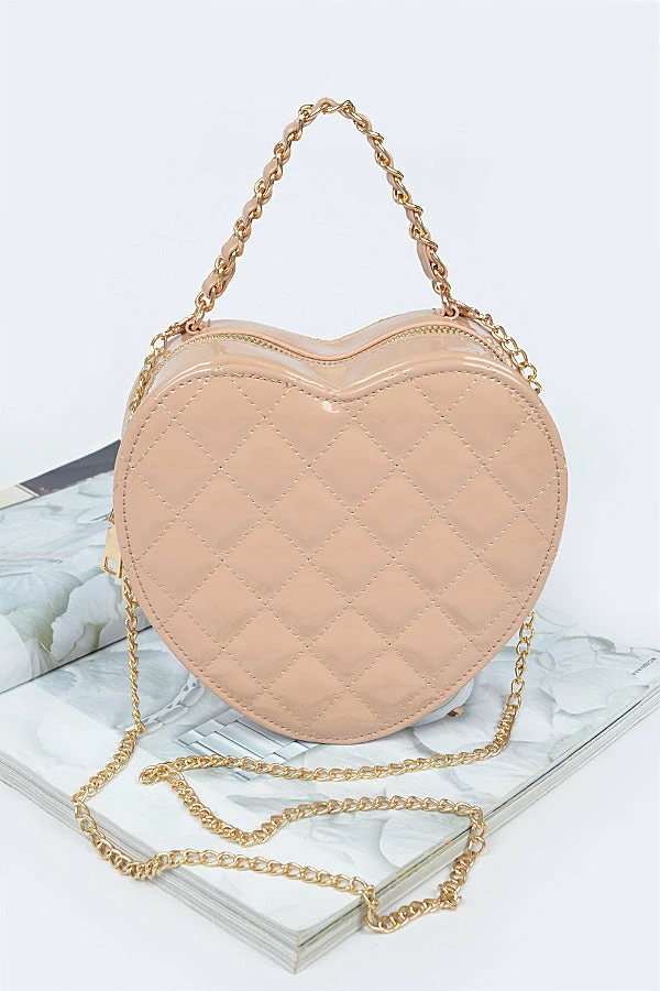 Head Over Heels: All In One Boutique Accessories Quilt Heart Bag- Nude