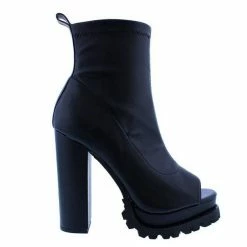 Head Over Heels: Bundle And Shoetique Mia Bootie- Black PU Leather Footwear