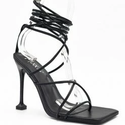 Head Over Heels: Bundle And Shoetique Footwear Tied Up Heels- Black