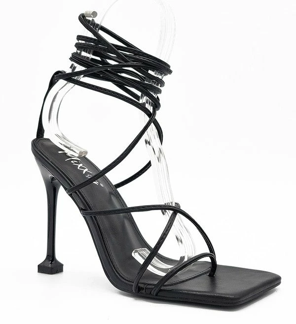 Head Over Heels: Bundle And Shoetique Footwear Tied Up Heels- Black
