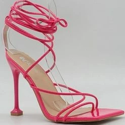 Head Over Heels: Bundle And Shoetique Footwear Tied Up Heels- Fuchsia Pat