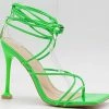 Head Over Heels: Bundle And Shoetique Tied Up Heels- Green Pat Footwear
