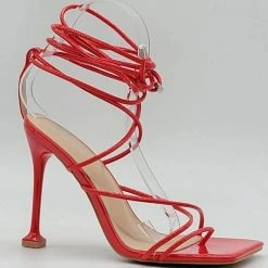 Head Over Heels: Bundle And Shoetique Tied Up Heels- Red PAT Footwear