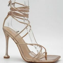 Head Over Heels: Bundle And Shoetique Tied Up Heels- Rose Gold New Arrivals