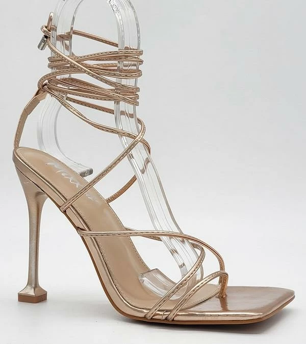 Head Over Heels: Bundle And Shoetique Tied Up Heels- Rose Gold New Arrivals