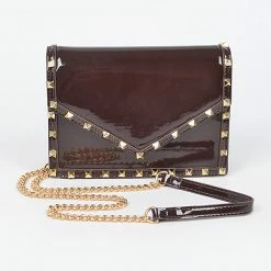 Head Over Heels: Bundle And Shoetique Accessories Glossy Studded Satchel- Brown