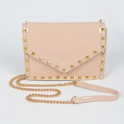 Head Over Heels: Bundle And Shoetique Accessories Glossy Studded Satchel- Nude