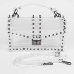 Head Over Heels: All In One Boutique Accessories Clear Studded Satchel- Black