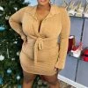 Head Over Heels: All In One Boutique Casual Nights Dress- Mocha (Plus Size) Apparel