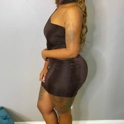 Head Over Heels: All In One Boutique Valerie Mini Dress - Brown