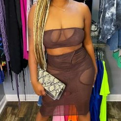 Head Over Heels: All In One Boutique Bold Love Skirt Set- Brown