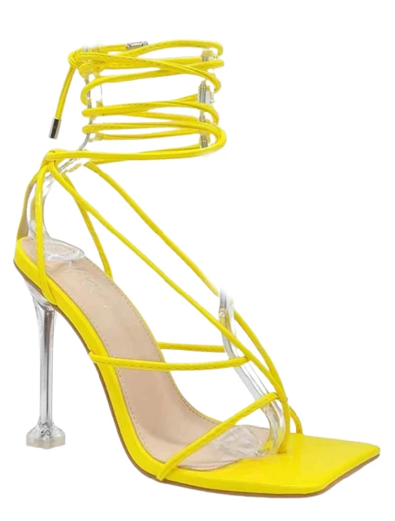 Head Over Heels: All In One Boutique Precious Heels- Yellow Pat Footwear