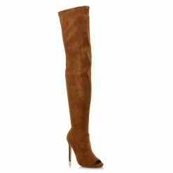 Head Over Heels: Bundle And Shoetique Footwear Lori Thigh Boot- Chestnut