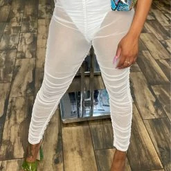 Head Over Heels: All In One Boutique Mesh Leggings- White Apparel