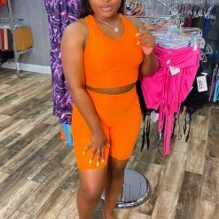 Head Over Heels: All In One Boutique Apparel Brazilian Short Set- Orange