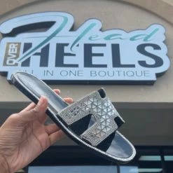 Head Over Heels: All In One Boutique Too Much Glam Sandals- Black Footwear