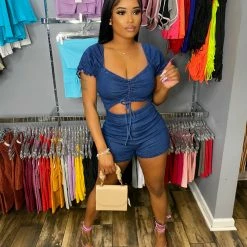 Head Over Heels: All In One Boutique Karasi Romper- Dark Denim