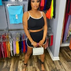 Head Over Heels: All In One Boutique Sporty Short Set- Black Apparel
