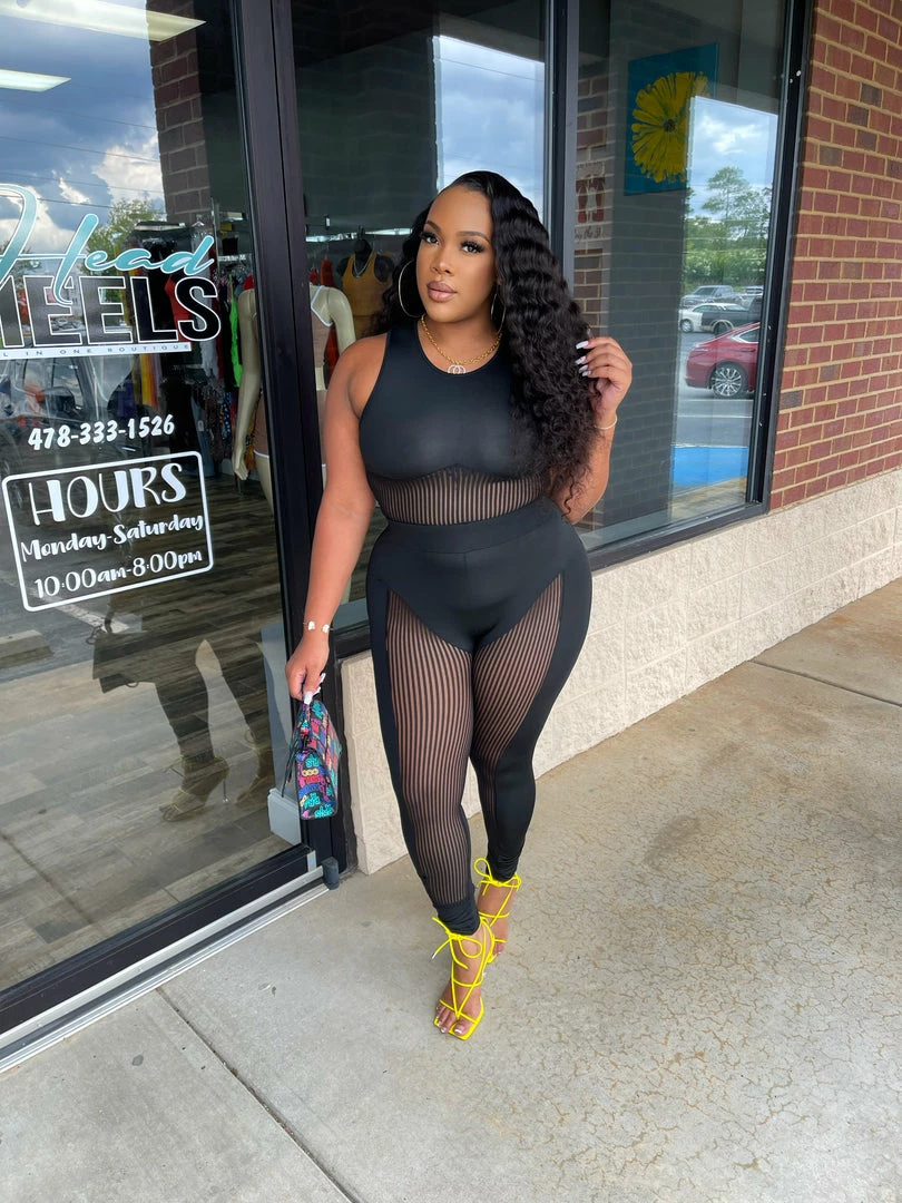 Head Over Heels: All In One Boutique Apparel Spicy Pant Set- Black