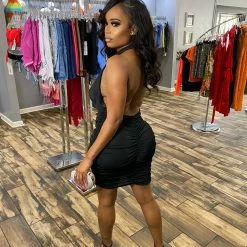 Head Over Heels: All In One Boutique Plunge Dress- Black