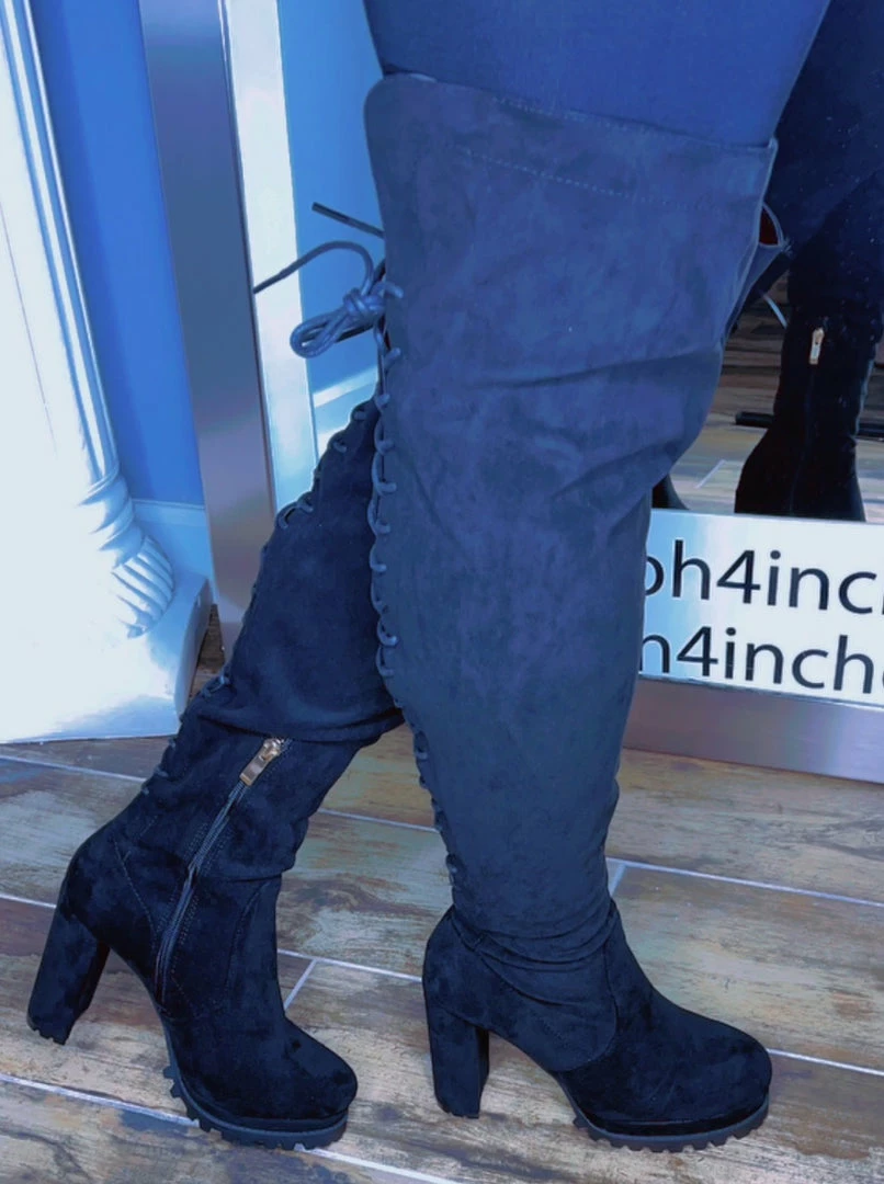 Head Over Heels: All In One Boutique Kylie Thigh Boot- Black