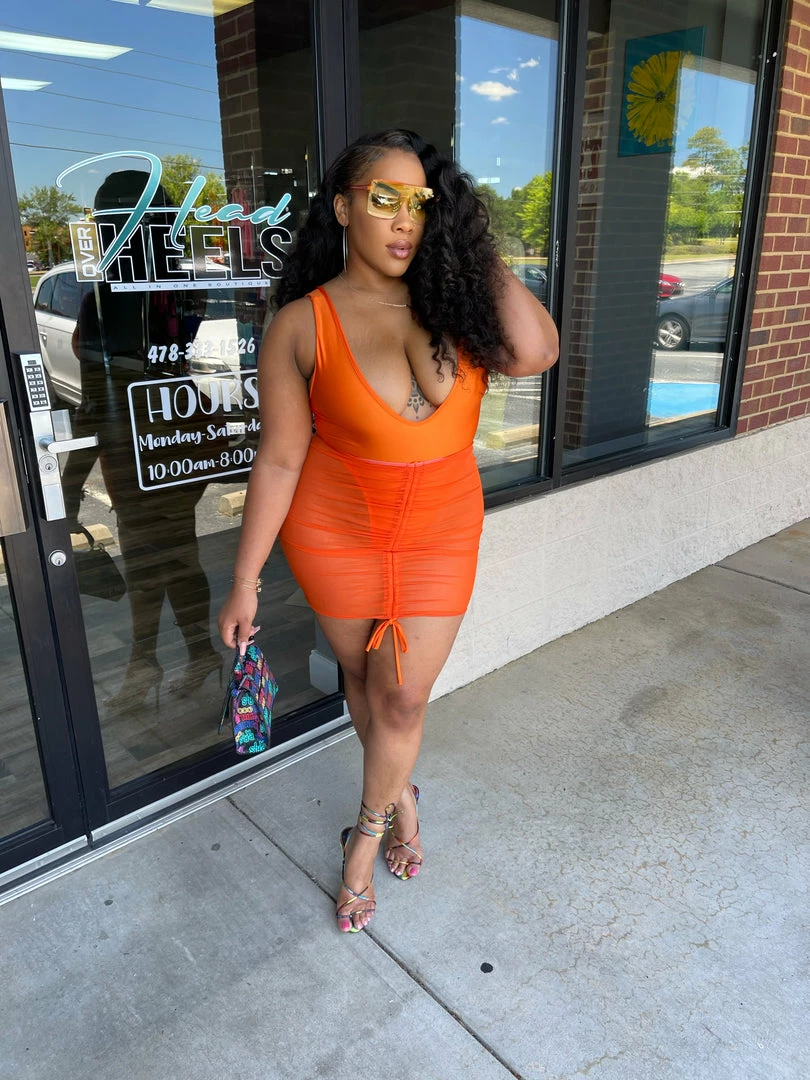 Head Over Heels: All In One Boutique Splash Skirt Set- Orange Apparel