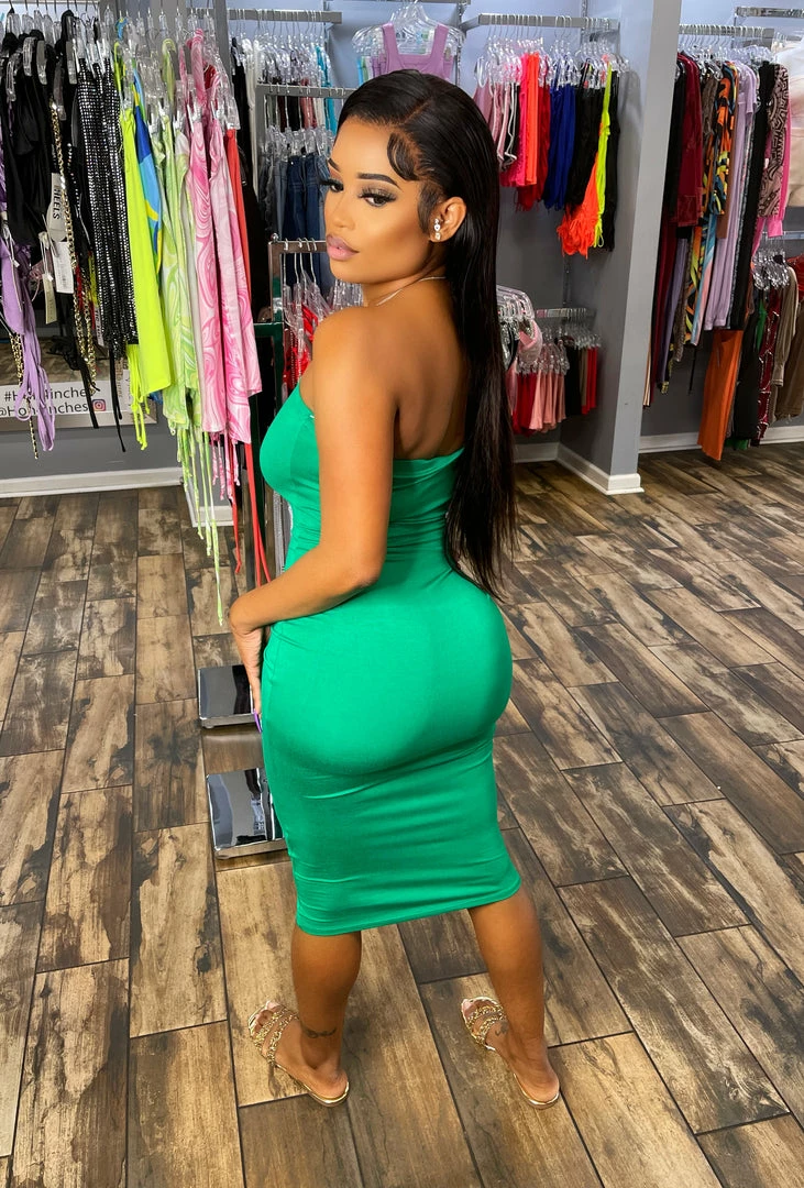 Head Over Heels: All In One Boutique Apparel Tube Dress- Green