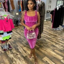 Head Over Heels: All In One Boutique Apparel Miss Velvet Dress- Pink