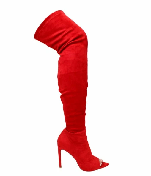 Head Over Heels: All In One Boutique So Seductive Thigh Boots- Red