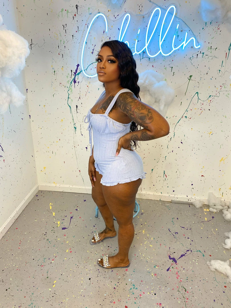 Head Over Heels: All In One Boutique Apparel Camila Romper- Blue