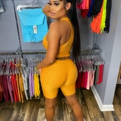 Head Over Heels: All In One Boutique Brazilian Short Set- Mustard Apparel