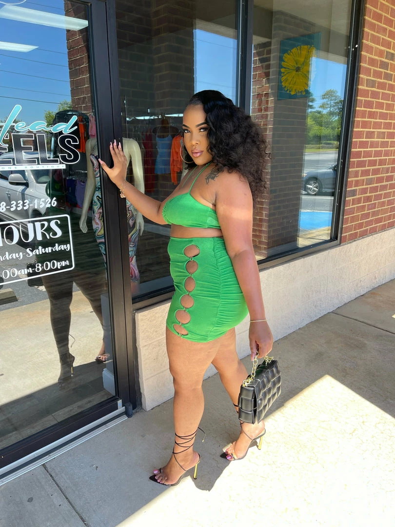 Head Over Heels: All In One Boutique Break Free Skirt Set- Green Apparel