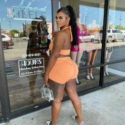 Head Over Heels: All In One Boutique Hot Summer Nights Romper- Orange