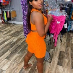 Head Over Heels: All In One Boutique Apparel Brazilian Short Set- Orange