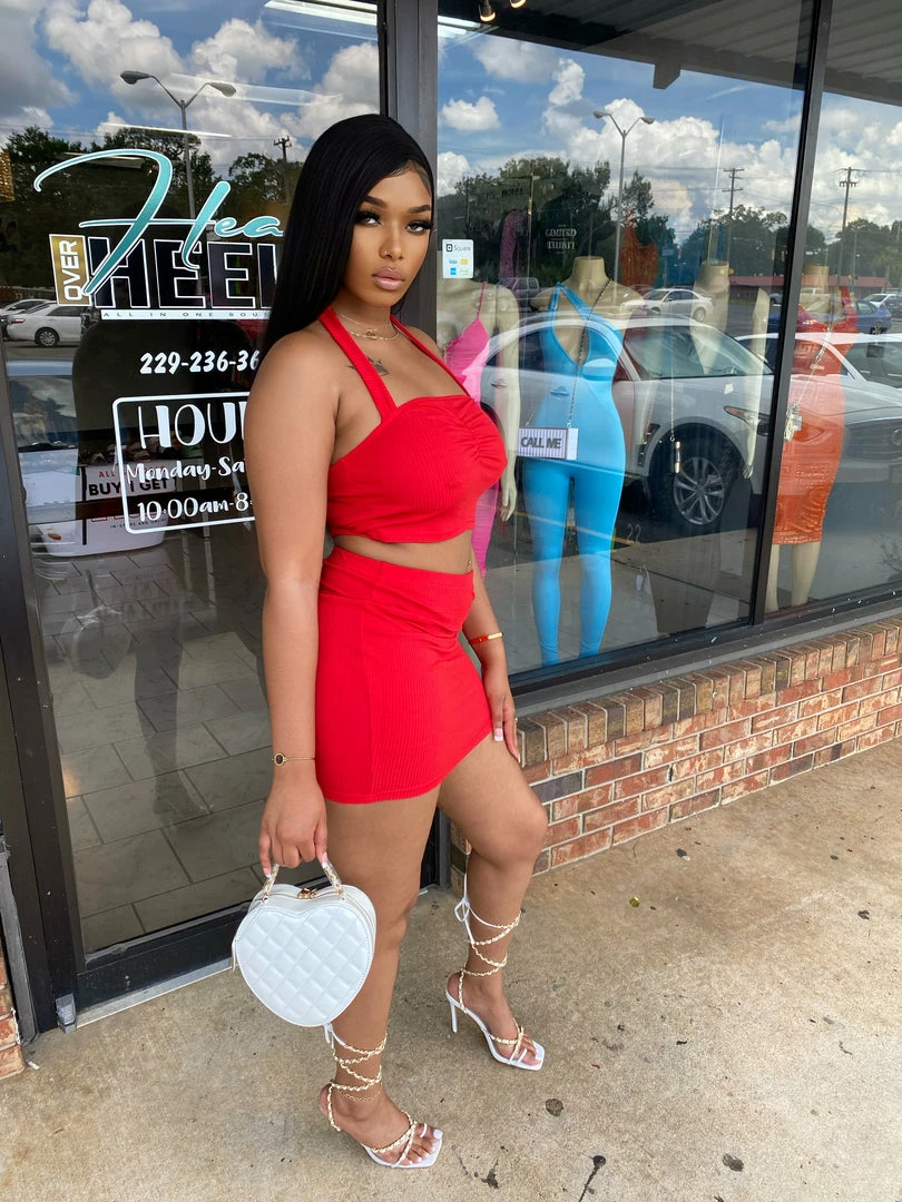 Head Over Heels: All In One Boutique Brantley Skirt Set- Red