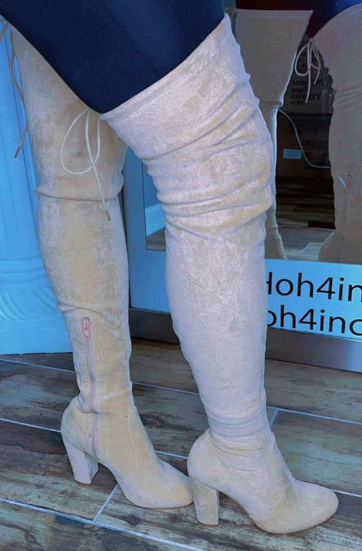 Head Over Heels: All In One Boutique Amina Thigh Boot- Nude Footwear