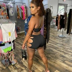 Head Over Heels: All In One Boutique Cut Me Out Short Set- Black