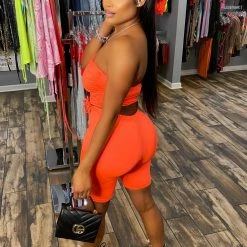 Head Over Heels: All In One Boutique Apparel Tessa Short Set- Neon Orange