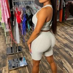 Head Over Heels: All In One Boutique Brazilian Short Set- Light Grey