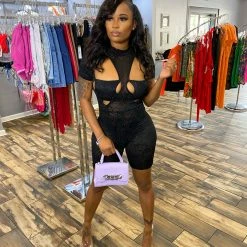 Head Over Heels: All In One Boutique Charlotte's Web Romper- Black Apparel