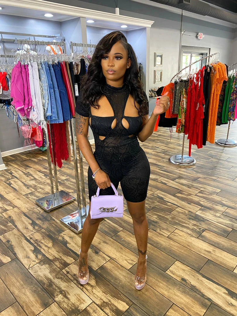 Head Over Heels: All In One Boutique Charlotte's Web Romper- Black Apparel