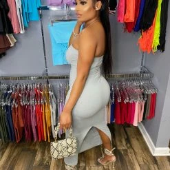 Head Over Heels: All In One Boutique Long Tube Dress- Grey