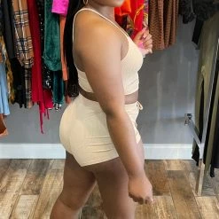 Head Over Heels: All In One Boutique Paisley Short Set- Nude