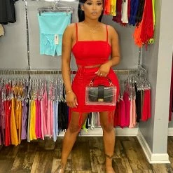 Head Over Heels: All In One Boutique Tiffany Skirt Set- Red