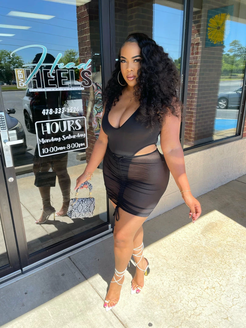 Head Over Heels: All In One Boutique Apparel Splash Skirt Set- Black